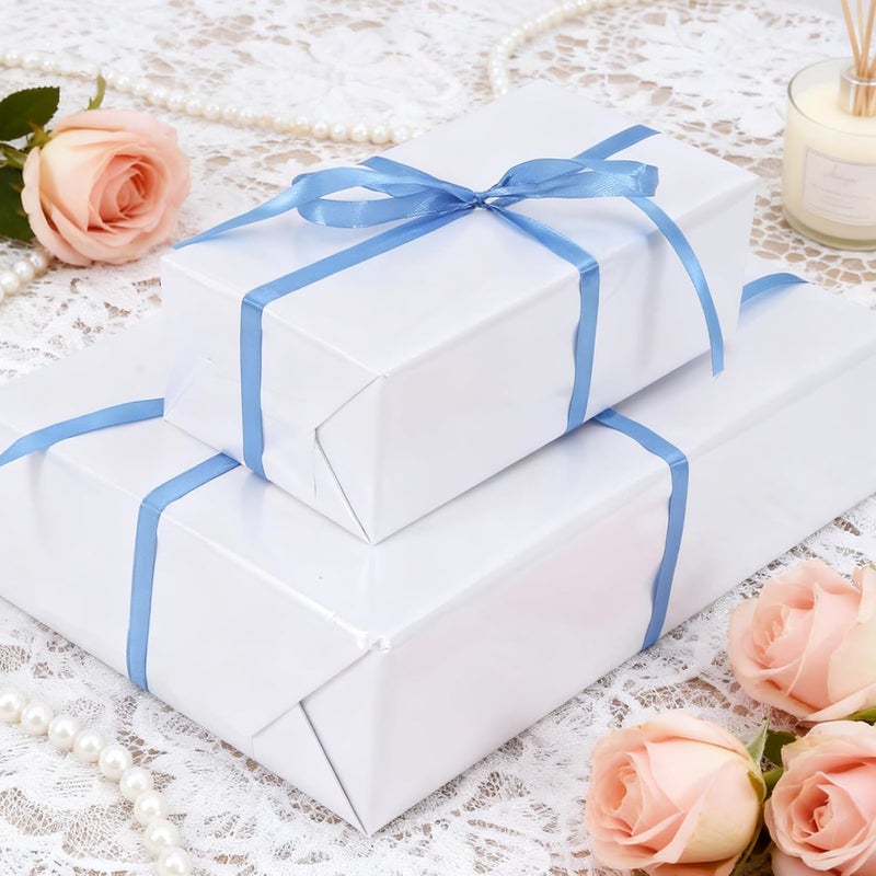Donyang White Wrapping Paper, 17inch x 33ft Solid Color Metallic Lustre Paper, White Gift Wrapping Paper with Grid Cutting Lines Perfect for Birthday, Wedding, Valentine, Christmas, Baby Shower,Arts & Crafts - Image 2